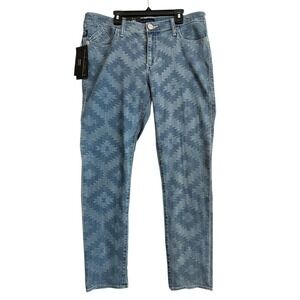 Rock Republic Skinny Berlin Jeans Women Light Wash Geometric Pattern Size 14 NWT